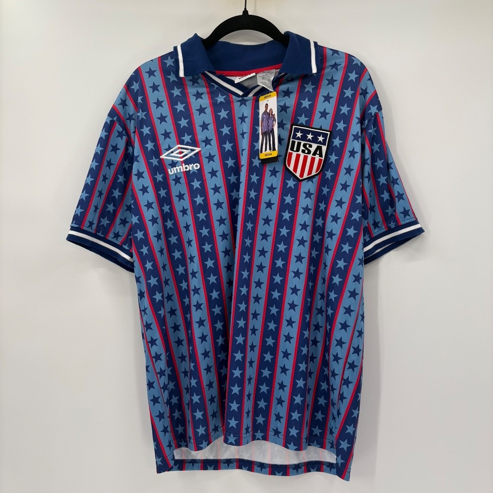 Umbro Mens Size Medium United States Soccer Jersey Polo Football Logo Crest New